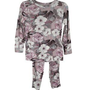 Posh‎ Peanut Bamboo Floral Long Sleeve Pajama Set Viscose 2T
